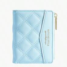 4pcs Letter TPU Short Women's Wallet, Exquisite Diamond Quilted Short Wallet, Multi-Slot Zipper Coin Purse, Student Minimalist Card Holder - Multicolor - View 7