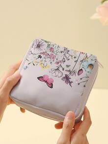 1pc Butterfly & Bird Pattern Sanitary Napkin Storage Bag, Coin Purse, Makeup Bag, Card Holder, Earphone Storage Bag, Can Hold Coins, Cards, Accessories, Keys, Multi-Functional Storage Bag - Multicolor - View 7