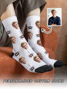 1 Pasang Kaos Kaki Pria Setengah Betis Motif Wajah yang Dapat Disesuaikan untuk Halloween, Motif Wajah Apa Pun Dapat Dicetak pada Kaos Kaki, Kaos Kaki Foto yang Dipersonalisasi, Cocok untuk Hari Valentine, Halloween, Ulang Tahun, dan Acara Pemberian Hadiah. Desain Kartun yang Dipersonalisasi, Menyenangkan, Penuh Warna, dan Kreatif. - MultiWarna - View 3