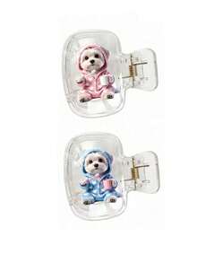 Heart-Shaped Bathrobe Maltese Puppy Brushing Teeth Pattern Toothbrush Head Cover, Storage Box, Toothbrush Protective Cap Holder, Essential Bathroom Accessories For Home And Business Travel, Daily Use And Outdoor Travel, Portable Toothbrush, Back To School Gift - Multicolor - View 13