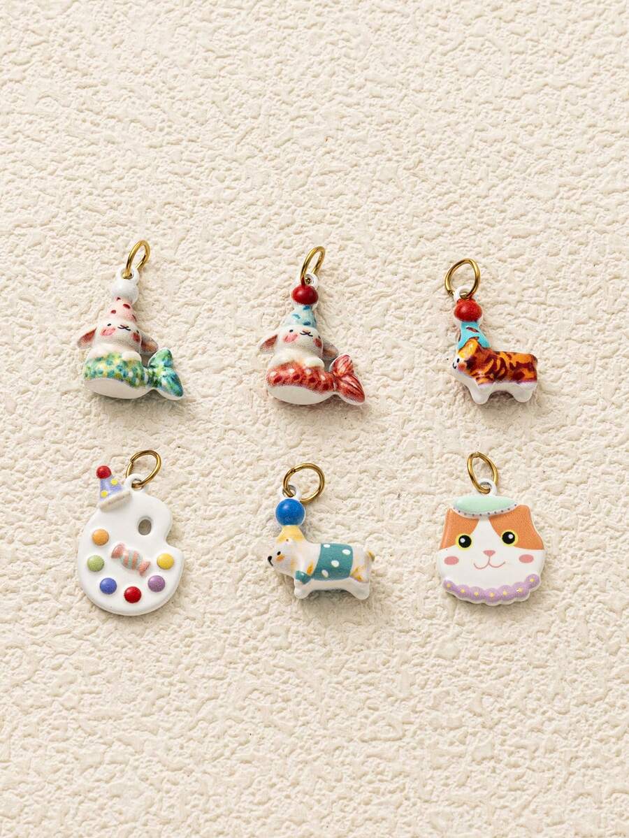 1pc Cute Mixed Pendant, Exquisite Cartoon Style, 18kpvd Gold Plated 316 Stainless Steel Material, Waterproof And Fade-Resistant, Suitable For DIY Creative Necklace, Bracelet, Earrings, Bag Chain, Keychain, Waterproof And Sweat-Resistant, Suitable For Daily Casual Wear - Multicolor - View 1
