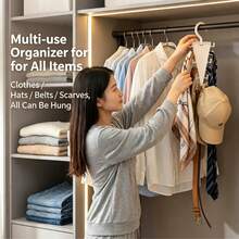 1PC V-Shaped Double Sided Hanging Organizer With 12 Hooks 360 Rotatable Space Saving Storage Solution For Bedroom Closet Kitchen Bathroom Accessories Waterproof Durable Practical Home Organization - White - View 6