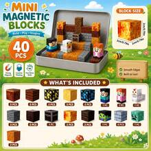40/80pcs Magnetic Building Blocks Set, Mine Treasure Hunt Theme Educational Sensory Magnetic Blocks, Stacking Creative Game, Intelligence Development Toy, Perfect Educational Gift For Children 3 Years And Above - Multicolor - View 8