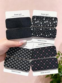 1/3/6pcs/Set Short Simple Printed Hook & Loop Hair Accessories, Sweet Hair Clips - Suitable For Girls And Women, Perfect For Daily Wear, Vacation, Date, Back To School, Party - Multicolor - View 5