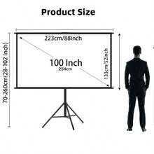 Tripod Projector Screen With Stand 60" , 72" 4:3 , 16:9 4K HD Projection Screen Stand Wrinkle-Free Height Adjustable Portable Screen For Projector Indoor Outdoor For Movie, Home Cinema, Gaming - View 12