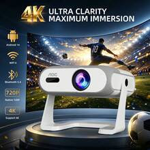 AOC Smart Home Theater Projector | Native 720P Resolution, Android 14 System, Auto Focus, Auto Keystone Correction, Dual-Band WiFi, Bluetooth Remote, Wireless Screen Mirroring, Ideal For Bedroom Movies, Home Entertainment, And Outdoor Cinema - Portable Mini Projector - View 10