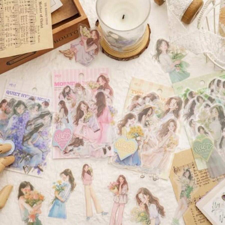 Alideco 120枚 シール フレークシール コラージュ 素材 レースユートピアステッカー かわいい おしゃれ 女の子ジェントルウーマン 海外 韓国 シール帳 メモ用紙ノート素材 日記装飾用品 huaerzilianquステッカー  シール　韓国 - 花柄リネン - チェックする 1