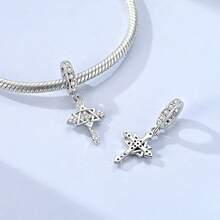 1pc Unique Prayer Bead Silver Cubic Zirconia Cross Safety Clasp, Perfect For Pairing With Original Bracelets, Necklaces And Bangles, For DIY Jewelry Making, Also A Great Birthday Gift For Female Friends. - Silver - View 9
