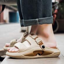Summer New Men's Comfortable Lightweight Personalized Slippers Beach Sandals Thick Sole Wear-Resistant - Khaki - View 6