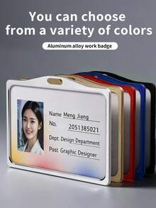 2/6 Sets Multicolor Aluminum Alloy ID Card Holders With Lanyards, Double-Sided Transparent Window Badge Holders, Suitable For Office Staff, Teachers, Nurses, Exhibitions, Back To School, Campus, Events, Detachable Lanyards - Multiple Specifications - View 10