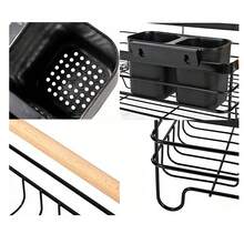 Escurridor de platos multifuncional para cocina, escurridor vertical con bandeja, escurridor de platos de doble capa con porta cubiertos, escurridor de platos desmontable con bandeja de goteo, - Doble capa multicolor - Ver 4