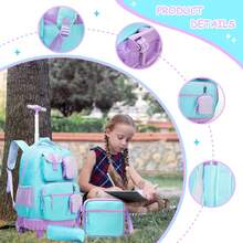 3PCS Rolling Backpack For Girls Bookbag Set For Girls With Crossbody Bag And Pencil Case For School And Travel Back To School - Girls' Trolley School Bag - View 5