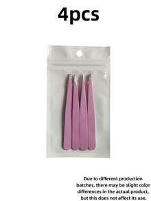 4pcs Stainless Steel Colorful Tweezers Set, High Precision Portable Eyebrow Removal Tool Set, Eyebrow Removal Beauty Makeup Tool, Purple, Pink And Black Optional (1pc/4pcs). Affordable Price, Suitable As Christmas Gift And More. Tweezers, Lash Artist Supplies, Eyelashes, Eyelash Tweezers - Multicolor - View 6