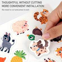 4-Piece Interactive Busy Book Set | Suitable For 3-6 Years Old Children, Interactive Educational Sticker Book | Early Letter And Vocabulary Development | Durable Paper, Reusable Fun Shapes | Animal Illustration Quiet Book, Holiday Gift - Multicolor - View 6