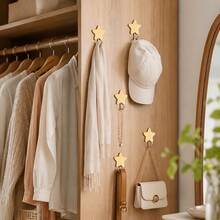 1pc Luxury Handmade Star-Shaped Solid Wood Wall Hook, Premium Heavy-Duty Self-Adhesive No-Drill Hook Storage, Minimalist Multi-Purpose Home Hardware, High-End Indoor Wall Decor Accessory - Multicolor - View 7