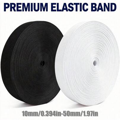 RoYishi 5 yardas de bandas elásticas para coser, banda de tela elástica de 10-50mm de ancho, elástica de punto con estiramiento elástico