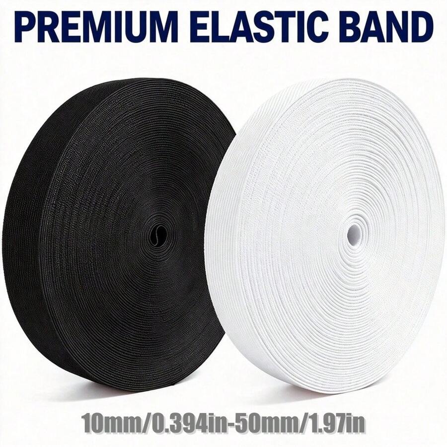 RoYishi 5 Yards Elastic Bands For Sewing, 10-50mm Wide Elastic Fabric Band Springy Stretch Knitting Elastic