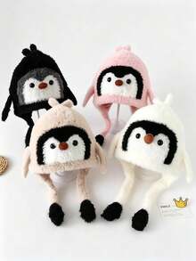Squeaky Cute Penguin Plush Hat For Boys And Girls, Ear-Protective Lei Feng Hat, Children's Winter Cap - Multicolor - View 5