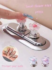 Floral Cartoon Toilet Flush Handle, Flower-Shaped Toilet Flush Button, Toilet Tank Button, Flower-Shaped Toilet Presser, Toilet Flush Button Push Rod Tool, Creative Flower Drawer Cabinet Handle, - Easy To Press, Fashionable Bathroom Accessory - Multiple Styles - View 7