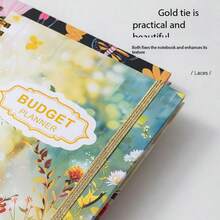 Creative Floral Spiral Bound Budget Planner Notebook With Strap, Customizable Printable Memo Pad - Multicolor - View 4