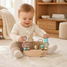 1pc Wooden Bead Maze Toy, Garden Butterfly Rabbit Design Balance Bead Game, Toddler Sensory Education Toy, Children Learning Gift - Multicolor - View 7
