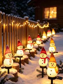 1PC Christmas Outdoor Solar Powered Snowman Ground Stake Light, Lawn Light, Decorative Garden Atmosphere Yard Ground Stake Landscape Decoration Light Suitable For Garden, Lawn, Pathway, Night Scene Lighting Yard Atmosphere Decoration - Multicolor - View 3