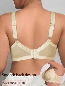 1pc Casual Comfortable Minimalist Plus Size Women's Bra With Lace Patchwork, Wire-Free Soft Comfortable Lingerie - Yellow - View 2