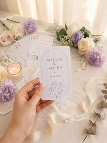1Set (54 Pcs) Personalized Custom Wedding Playing Cards, Replica Card Deck With Editable Text & Guest Book Lines, Unique Reception Table Favors & Keepsakes For Bridal Couples Guests Friends Family, Elegant Wedding Party Gift Idea - Multicolor 3 - View 2
