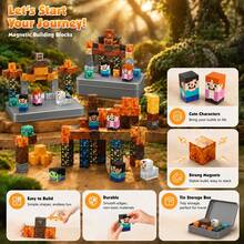 40/80pcs Magnetic Building Blocks Set, Mine Treasure Hunt Theme Educational Sensory Magnetic Blocks, Stacking Creative Game, Intelligence Development Toy, Perfect Educational Gift For Children 3 Years And Above - Multicolor - View 5
