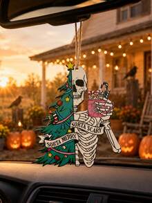 1pc Halloween Skull Hanging Ornament Gothic Style Christmas Pendant Decor Horror Skull Holiday Accessory Novel Holiday Decoration Home Decor Halloween Decoration Indoor Entryway Home Party Dark Season Atmosphere Hanging Ornament Car Hanging Decoration Gift - D - View 4