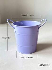 1pc Dual‑Handle Bucket‑Shaped Desktop Pen Holder, Dopamine Color Multi‑Purpose Mini Succulent Plant Pot, Neutral Modern Decor Storage Organizer, For Home Office Dorm Study, Back To School Daily Desk Supplies - Multicolor - View 3
