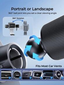 REMAX Stable & Anti-Shake Car Vent Phone Holder, Mechanical Memory Grip, One-Hand Use, Fits 4-7.2",Car Accessories, Car Essentials, Car Stuff - Black - View 5