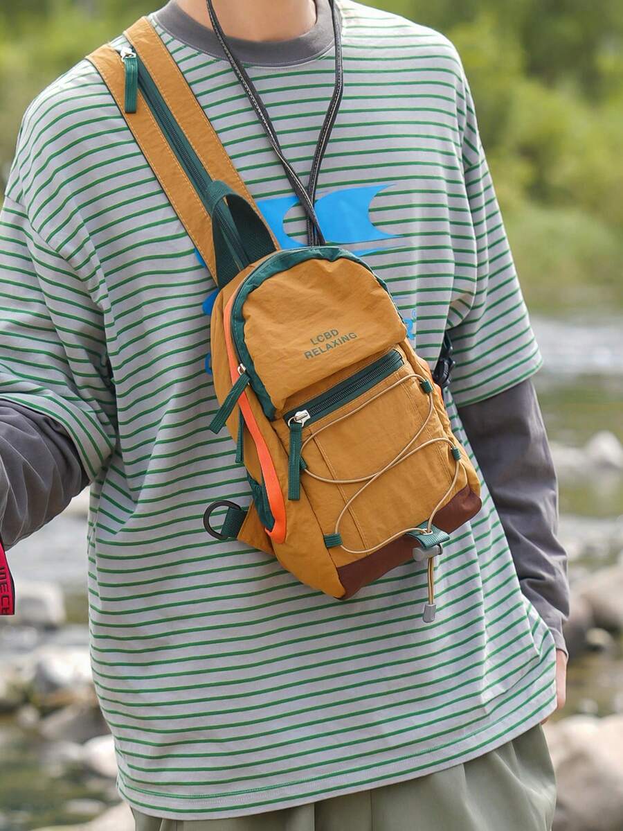 Dual Use Chest Bag, Outdoor Hiking Backpack, Picnic Bag, Lightweight Commuting Backpack, Sports Cycling Backpack, Mountain Climbing Backpack - Yellow - View 1