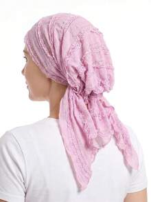 Pre‑Tied Crinkle Lace Head Wrap For Women, Soft Breathable Turban Scarf, Stylish Lightweight Head Cover For Daily Use - Color - View 26