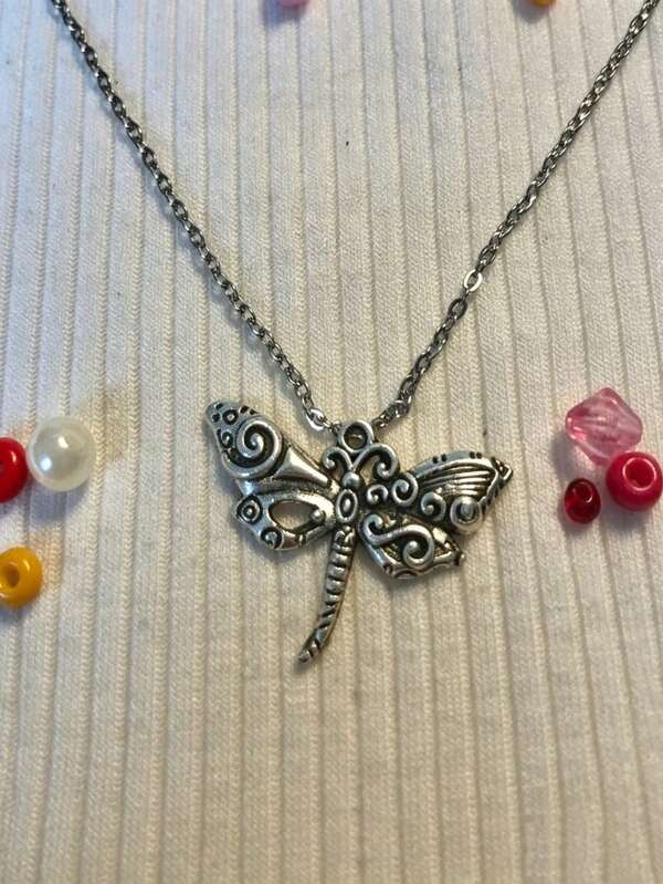 ZHIXUN 1pc Elegant Vintage Bohemian Dragonfly Necklace, Suitable For Women's Daily Wear, Vacation, Party And Various Holiday Occasions