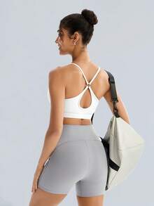 Tender Angel Non-Removable Padded Criss-Cross Back Yoga Running Training Sports Tank Top White - White - View 5