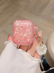 Compatible For AirPods 4 Pro2 3 1/2/3 Shell Pink Leopard Print Earphone Case Luxury Fashion With Shell Pendant - Watermelon Pink - View 12