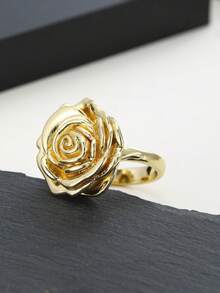 1pc Exquisite Women's Rose Flower Ring Valentine's Day Gift, Festival Gift Retro Exaggerated Engagement Wedding Bride Flower Ring Jewelry - Ring - View 8
