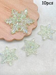 10pcs 30mm Acrylic Transparent Iridescent Snowflake Beads Spacer Pendants DIY Accessories For Car Hanging, Phone Chain, Keychain, Bag Charm - Hanging Snowflake - View 10
