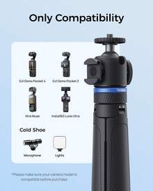 TELESIN Mini 快速開啟自拍棒三腳架,適用於 Osmo Action 6 5 Pro 4 3 Nano Pocket 4 3,鋁合金支架三腳架,適用於 HERO 13 12 Black Luna Ultra X5 X4 Xtra Edge - 查看 3