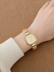 1 Women's Quartz Watch, Fashionable Retro Green Elegant Business Gorgeous Style, Casual Compact Watch, Daily Wear, Perfect Choice For Holiday Gifts - Gold - View 2