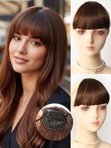 Women's Clip-In French Bangs Hair Piece, No Sideburns, Synthetic Hair, Natural Style, Heat-Resistant Fiber, Lightweight Invisible Clip-In Hair Accessory - Multicolor - View 17