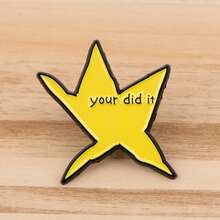Fun "You Did It" Star-Shaped Enamel Brooch, Pine Tree Pattern Lapel Pin, Can Be Used As Backpack, Clothing Accessory, Fashion Jewelry Or Gift For Friends. - NR10087 - View 4
