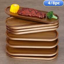 AMAZINGWOOD 4/8pcs Wooden Serving Trays Set, Breakfast Tray & Oval Charcuterie Boards| 4" & 12.8"Wooden Platters, Cheese Serving Plates For Desserts, Snacks, Bread, Fruits, Appetizers, Coffee Table, Countertop - View 2