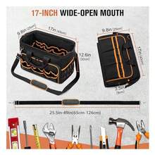 17-Inch Electrician Tool Bag With 46 Pockets, Durable Design With Foldable Organizer, Suitable For HVAC Tools, Wide Opening And Adjustable Shoulder Strap, Perfect For Mechanics, Craftsmen And Contractors - 17in - View 4