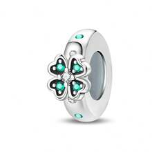 1pc Silver-Plated Lucky Four-Leaf Clover Tree Of Life Bead, Horseshoe, Heart Tree, Infinity Symbol Multiple Styles, Inlaid With Emerald Green Zirconia And Green Enamel, Suitable For Bracelet Necklace DIY, Symbolizing Peace And Good Luck Gift Accessory - Multicolor - View 14