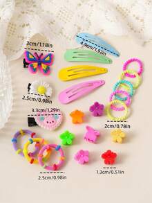 740pcs/Set Colorful Bow Hair Clips Cute Children Hair Accessories Set, Fashionable Minimalist Hairbands Hair Ties, Suitable For Students Ponytail Fixer, Ideal For Daily Wear And Parties, Perfect Gift Choice. (Random Style And Color - OPP Bag Packed) - Multicolor - View 3