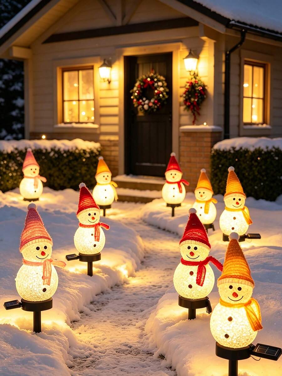 1PC Christmas Outdoor Solar Powered Snowman Ground Stake Light, Lawn Light, Decorative Garden Atmosphere Yard Ground Stake Landscape Decoration Light Suitable For Garden, Lawn, Pathway, Night Scene Lighting Yard Atmosphere Decoration - Multicolor - View 1