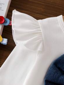 2pcs Set Kasual Bayi Perempuan: Kaos Lengan Panjang dengan Hiasan Pita Besar dan Celana Panjang Model Lebar dengan Desain Pita - Putih - View 4