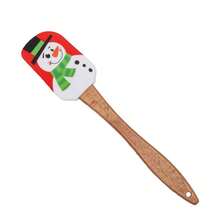 Custom Text Logo Silicone Scraper With Wooden Handle, Cream Spatula, Christmas Scraper, Butter Stirring Knife, Baking Scraper, Christmas Series Silicone Scraper, Kitchen Baking Cream Spatula, Dessert Cake Scraper, Baking Tools - Multicolor - View 12